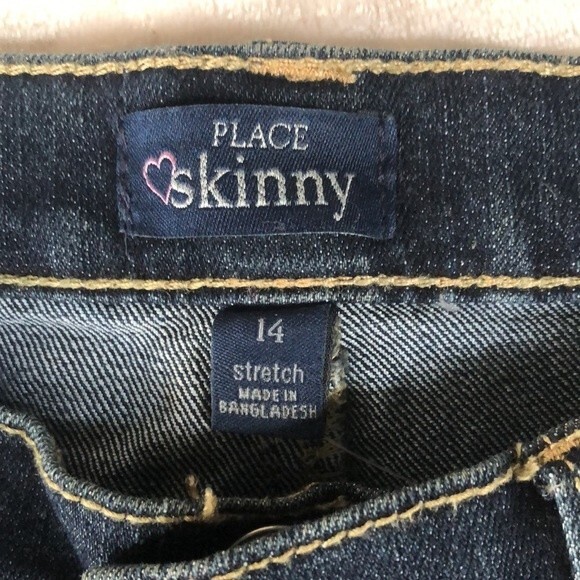 The Children’s Place Skinny Stretch Adjustable Waist Dark Wash Denim Jeans 14 - Picture 2 of 6